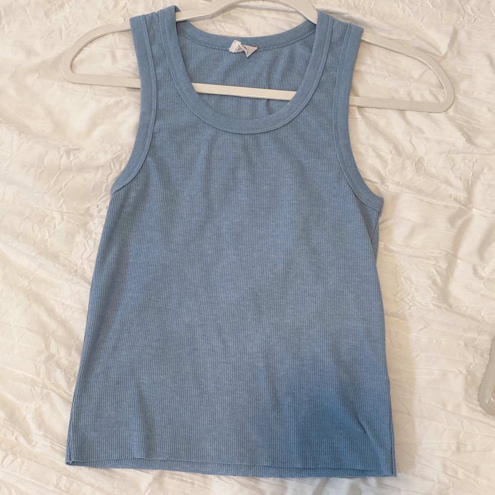 Blue ribbed tank top